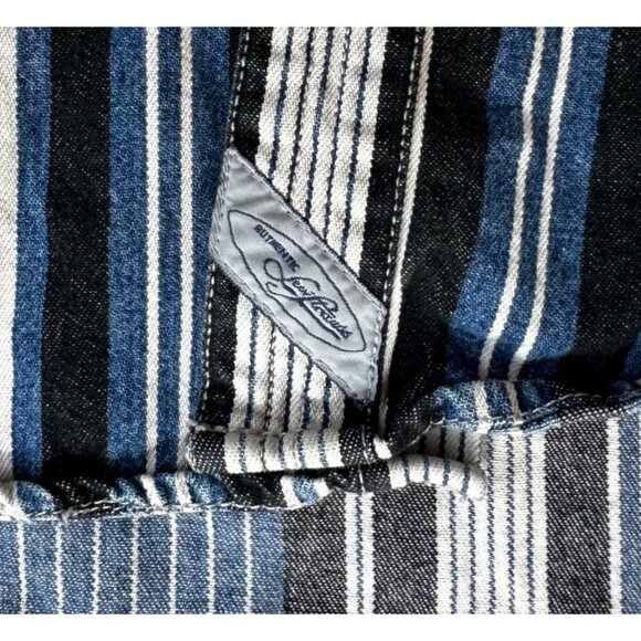 Vintage Levi Strauss Striped Denim Button Front Western Collared Shirt LRG - Picture 10 of 11